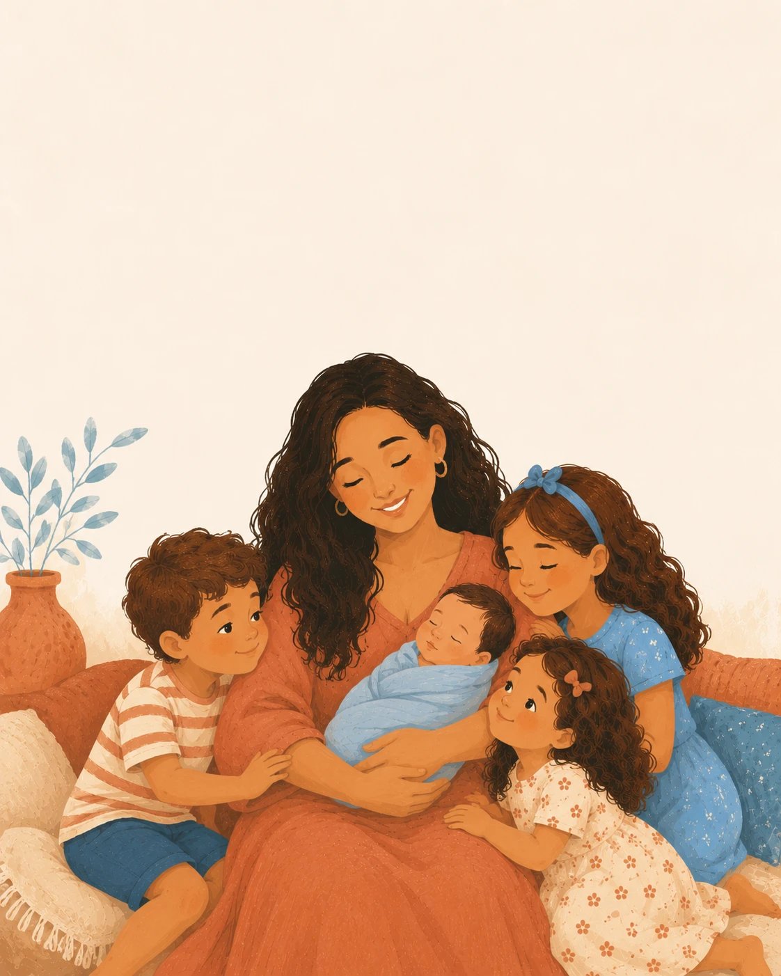 Mãe com o bebê no colo