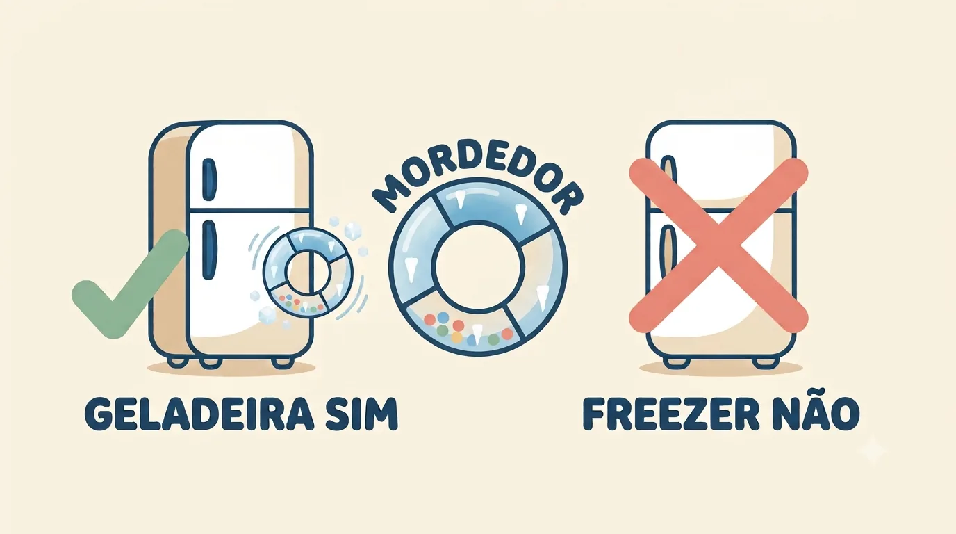 Mordedor pode ir à geladeira para refrescar, mas nunca ao freezer