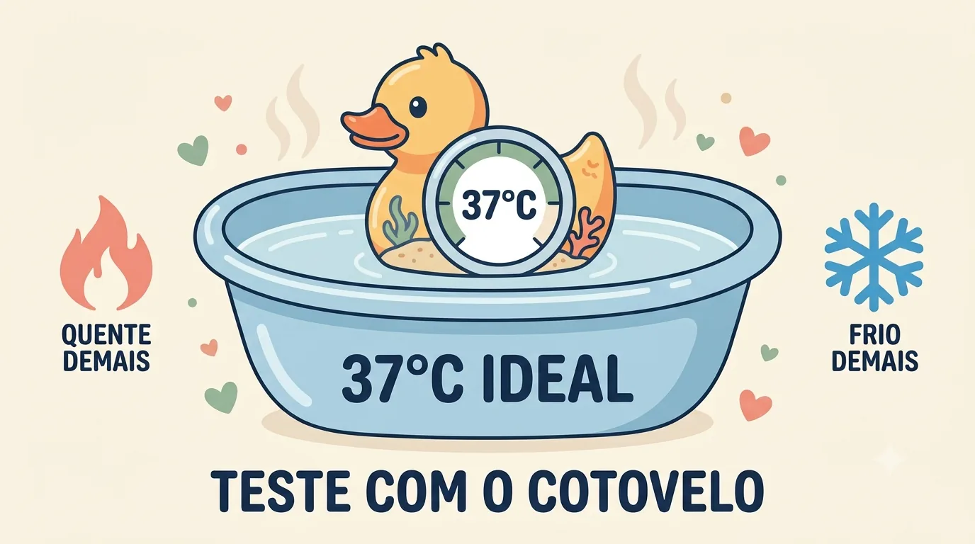 Temperatura da água do banho do bebê: 37°C é o ideal, teste com o cotovelo, nem quente demais nem fria demais