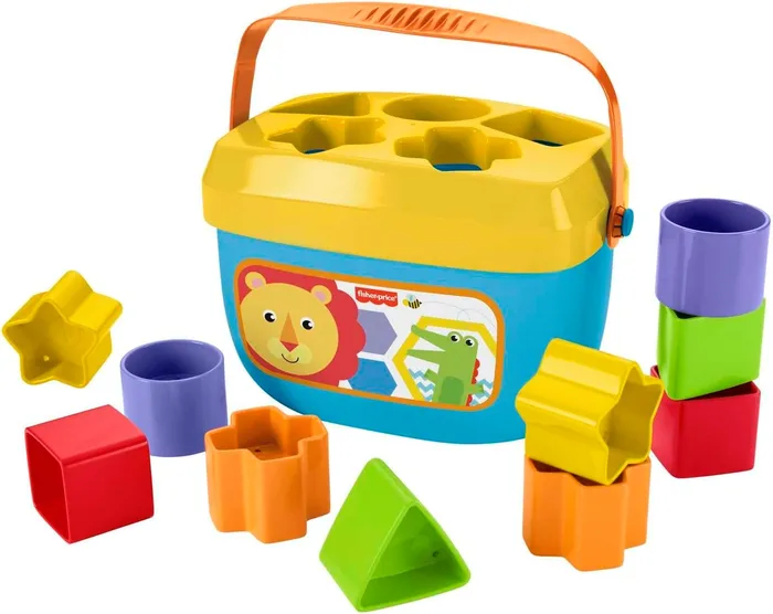 Balde Primeiros Blocos Fisher-Price com tampa de formas