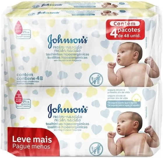 Lenços umedecidos Johnsons Baby Recém-Nascido 192 unidades