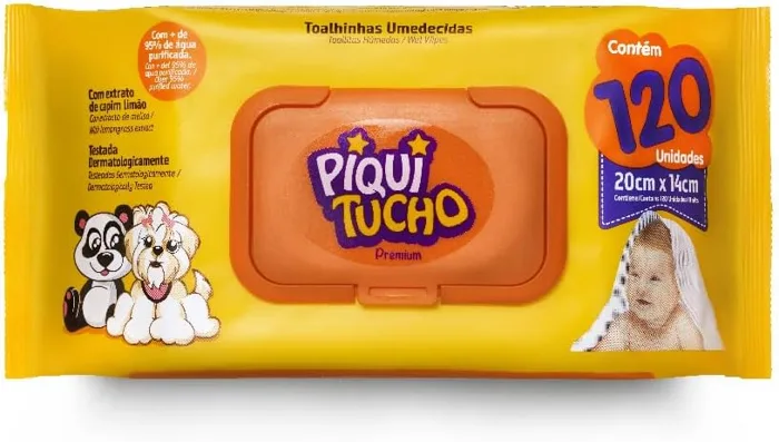 Toalhinhas umedecidas Piquitucho Premium 120 lenços