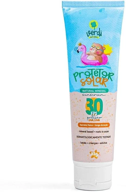 Protetor solar Verdi Natural Natural Mineral FPS 30 em bisnaga de 83 g